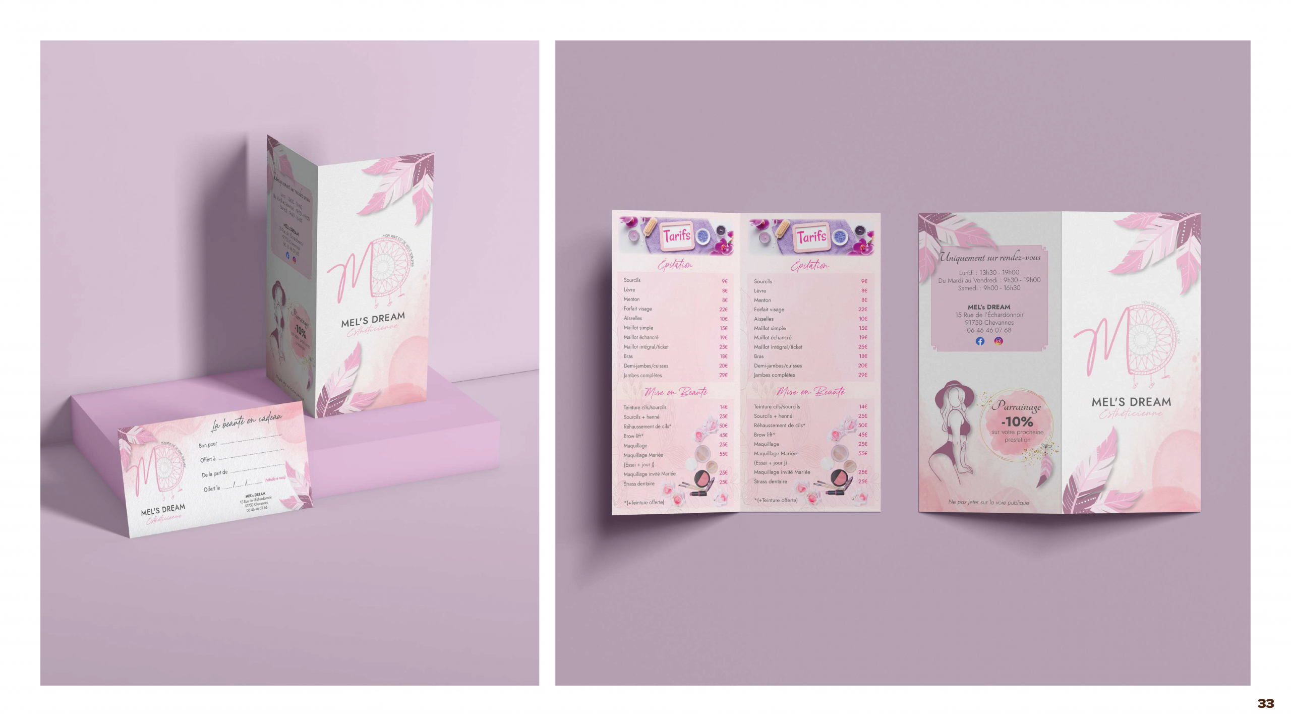 Esthéticienne flyers rose mockup