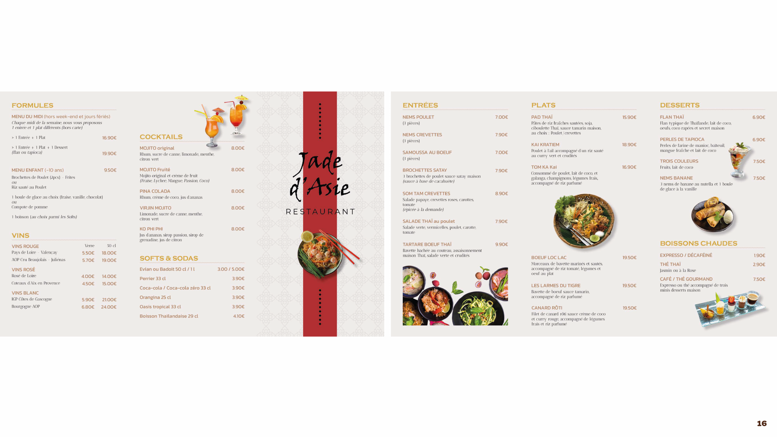 Dépliant restaurant asiatique rouge