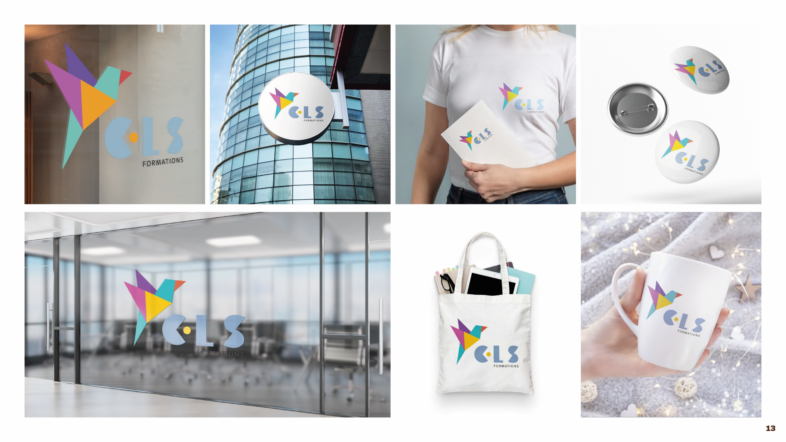 Logo origami oiseau mockup