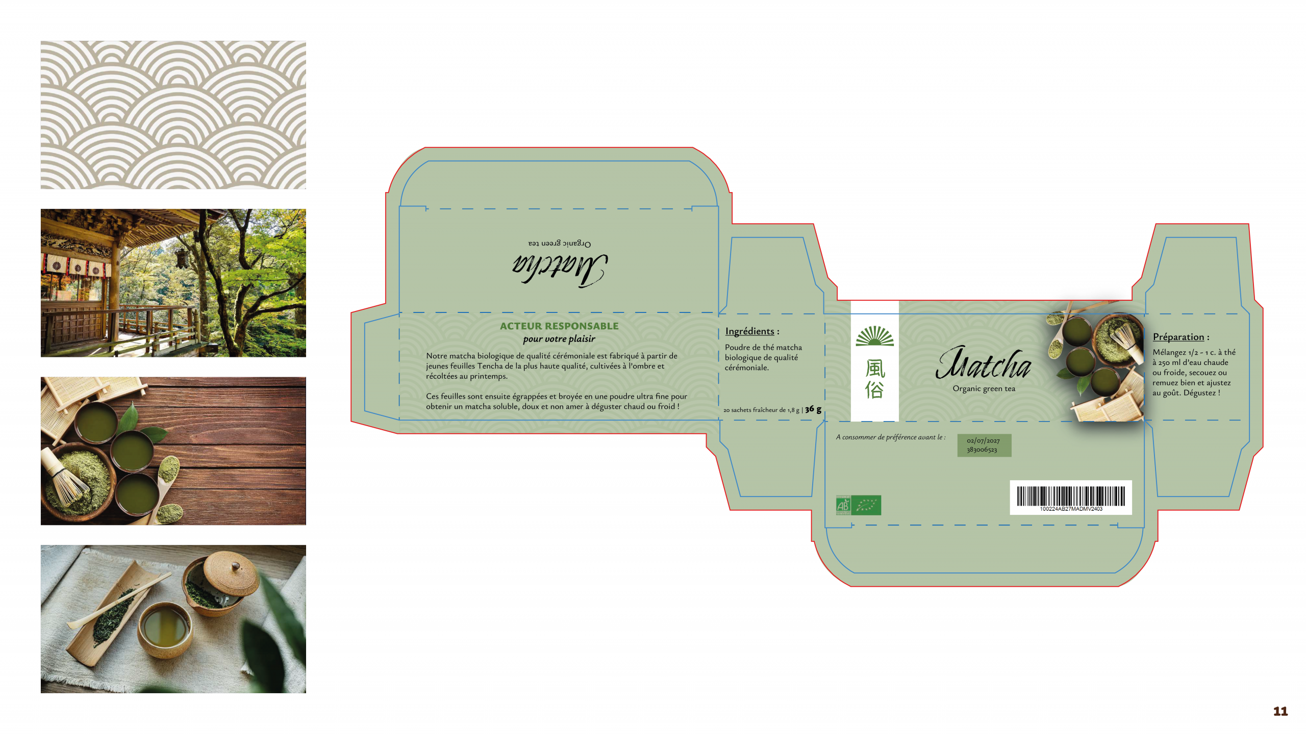 Design packaging boite de thé matcha
